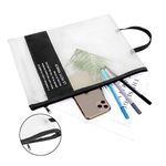 A4 Zipper Lightweight Travel Business Handcarry Document File Folder Bag with Handle, Transparent Mesh Portable File Folder Organiser File Storage Organization for Paperwork Bills Receipts Black