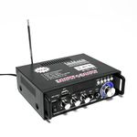 600W Amplifier, HiFi Audio Stereo BT Portable Radio for Car or Home, with Remote Control and Mini Display 2CH LCD, 12V / 110V