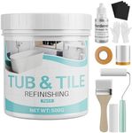 Tile Paint, 17oz Tub and Tile Paint Refinishing Kit with Tools and Hardener, Easy to Use for Countertop Bathroom Bathtub Kitchen Sink, Semi-Gloss White, Low Odor，25-30sq.ft