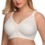 DotVol Women's Full Coverage Minimizer Bra Comfort Wirefree Non Padded Plus Size Everyday Bra(38DD, White)