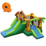 Maxmass Kids Bounce House, Inflatable Bouncy Castle with 2 Slides, Climbing Wall & Basketball Hoop, Blow-Up Jump Slide Bouncer for Garden Play Center Indoor Outdoor (6-In-1, With 450-520W Blower)