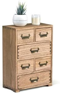 KIRIGEN Wooden Storage Cabinet Organizer Desktop Storage Drawers for Home Office Supplies Dark Brown(4D6CG-DBR)