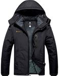 GEMYSE Men's Mountain Waterproof Ski Jacket Windproof Fleece Outdoor Winter Coat with Hood (Black,M)