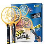 ZAP IT! Bug Zapper Twin-Pack - Rechargeable Mosquito, Fly Killer and Bug Zapper Racket with Blue Light Attractant (Large, Yellow)