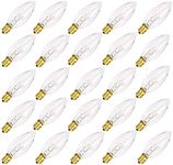 25 Pack Clear Torpedo Tip Replacement Bulbs, Replacement Light Bulbs for Electric Candle Lamps, Window Candles, Chandeliers- Clear Incandescent E12 Candelabra Base Light Bulbs- 120V 7 Watts Bulbs