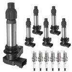Ignition Coil Pack Spark Plugs Replacement for 3.0L 3.6L Ch-evy Malibu Impala Camaro Traverse, Buick Enclave LaCrosse, Cadillac CTS SRX STS, GMC Acadia Terrain, Pontiac Saturn Outlook Vue, UF569, 6pc