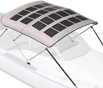 BougeRV Bimini Tops for Boats with 200W Solar Panel, 3 Bow 600D Bimini Top, 24V 25% High-Efficiency Flexible Panel, Waterproof Marine Canopy with Mounting Hardware & Rear Support Poles
