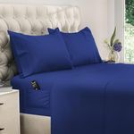 DREAMCARE King Size Bed Sheets - 4 Piece Deep Pocket King Sheets Set - Luxury Hotel Bedding Sets King - Draps Lit King - Elegant Comfort - Shrink & Fade Resistant - (King, Navy Blue)