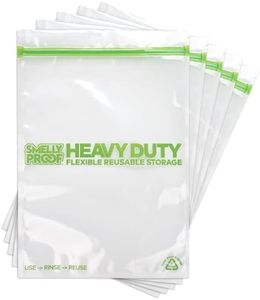 REUSABLE STORAGE BAGS by Smelly Proof, Extra Large HEAVY DUTY 5-mils US-Made, BPA FREE Dishwasher-Safe Ziplock Reusable Freezer Bags Triple Zip CLEAR FLAT XXL 2-Gallon 12" x 16" - 5pk