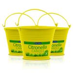 Pan Aromas - Citronella Paraffin Wax Bucket Candle (Pack of 3)| Mosquito Repellent Smokeless Candle 120 GMS, 30 Hours Burn Time| Ideal for Home and Office