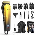 Hair Clippers for Men, Cordless Barber Hair Grooming Kit, Professional Hair Trimmer, Beard Trimmer,Rechargeable Home Haircut for Men Women Kids Children LED Display USB Rechargeable Gold&Silver