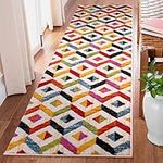 Lord of Rugs Quality Handcarved Geometric Design Rainbow Bedroom Living Room Multi Coloured Rug Sarasota Multi Runner 66x230 cm (2'1"x7'7")