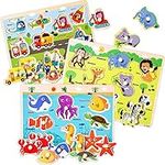 Wooden Peg Puzzles for Toddlers 2 3