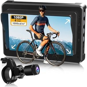 PARKVISION Handlebar Bike Mirror, Bicycle Rear View Camera with Anti-Glare Sunshade, 4.3'' HD 1080P Monitor, 120°/100°/80°/60° Wide Angle View, 10000mah Battery, Bike Camera for Mountain