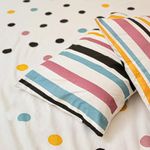 LORETO – A QUALITY LINEN BRAND 100% Cotton King Size Bedsheet For Double Bed | Includes 1 And 2 Pillow Covers 144 Tc Cal Sheet With Cool Polka Summer Dream Print (104X104 Incheswhite Base Lemon Drops)