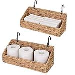 Elipenico Wicker Baskets for Organizing, Decorative Water Hyacinth Storage Baskets for Shelves, Wall Storage for Kitchen and Bathroom, Hanging Baskets for Organizing, 15" x 6.3" x 5.9", Set of 2