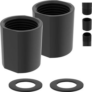 iFealClear 2PCS Brass Pipe Fitting, Shower Coupling, G1/2 x G1/2 Female Thread Converter Adapter for Bathroom Pipes, Hose Extender, Home Plumbing, Black
