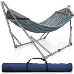 Tranquillo 650 lbs Capacity Hammock with Stand for Outside, Collapsible Outdoor Hammock with Stand, Double Hammock with Spreader Bar (Stainless Steel, Grey)