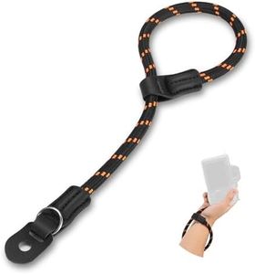 NEEWER Camera Wrist Strap, Adjustable Durable Round Woven Nylon Climbing Rope Strap with Keyring and Protective Flap for DSLR & Mirrorless Camera, Orange, CA090