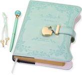 Hoci Poci Diary with Lock and Keys for Girls Gift Ideas, Refillable Journal for Women, Secret Notebook with Lined Pages for Writing Drawing, Pen and Bookmark Included (Aqua)