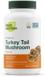 Fresh Nutrition Organic Turkey Tail Mushroom Extract Supplement - High in Beta Glucans – Non-GMO, Vegan Friendly, Gluten-Free - 90 Capsules