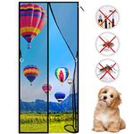 Magnetic Screen Door 220 x 185 cm for Front Door and Home Outside Kids/Pets Walk Through Easily Fit Door Black