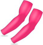 Sports Compression Arm Sleeves for Men & Women - Youth, Kids Arm Sleeve Baseball - Volleyball Sleeves & Basketball Sleeve, Fuchsia Pink, Youth Large