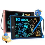 TEKFUN 2 Pack LCD Writing Tablet 10inch Erasable Colorful Drawing Tablet Writing Drawing Board with Lanyard, Travel Educational Toys Gifts for Kids 3+ Years Old Boys Girls Toddlers (Pink+Blue)