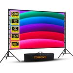 TOWOND Projector Screen and Stand, 200 inch Outdoor Projector Screen 16.6 FT Large Projection Screen, Portable 16:9 4K Rear Front Movie Screen with Carry Bag Wrinkle-Free Design for Backyard Theater