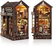 Foyucool DIY Book Nook Kit, Miniature Dollhouse Bookshelf Insert with Light, Laser-Cut Wooden Craft Set for Adults, Perfect for Teens and Adults, Coffee Shop