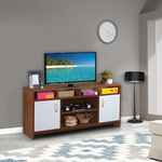 DELITE KOM Ken Engineered Wood TV Entertainment Unit (Finish Color - Acacia Dark_White, Knock Down) (39x120x60)