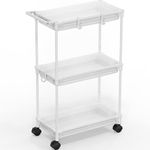 SimpleHouseware Standard 3-Tier Slim Rolling Storage Cart, White