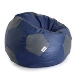 Amazon Brand - Solimo Football XXXL Bean Bag Cover Without Beans (Navy Blue & Grey, Faux Leather)