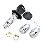 Ignition Switch Lock Cylinder with Pair Front Door Lock Cylinder Compatible with 2003-2006 Chevy Silverado Suburban GMC Sierra Yukon Cadillac Escalade Replace OE# 707835 + 706592 X2 + 598007 X2