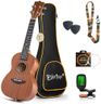Everjoys Concert Ukulele 23 inch Mahogany Ukelele Beginner Kit w/Free Online Lesson Case Strap Tuner Picks, Fast to Learn