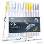 Ohuhu Gold Silver White Gel Pens: 12 Pack Extra Fine Point Pens Opaque Gel Ink Pens Smooth White Ink Pens for Highlight Black Paper Art Drawing Sketching Illustration Card Making, Bullet Journaling