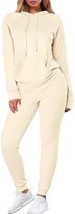 FUPHINE Women's Two Piece Outfits Sweatsuits Set Long Sleeve Pullover Hoodie and Jogger Sweatpants Tracksuit Lounge Sets, Apricot, Medium