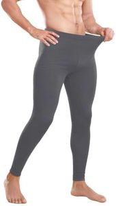 gyprprer Men’s 100% Merino Wool Base Layer Leggings，Ultrafine 17.5 Micron Thermal Bottoms, Lightweight Long Underwear for Running, Hiking and Outdoor Activities GreyL
