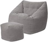 GREENSAPPIRE Bean Bag Chair with Footstool Charcoal Grey Large Bean Bags Adult Bean Bag Sofa with Filling Included Suitable for Living Room and Bedroom