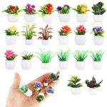 Amaxiu Dollhouse Miniature Plant, 20PCS Mini Plant Pots Set Mini Potted Plants Doll House Plant Dollhouse Flower Pots Artificial Plants Model 1:12 Miniature Bonsai for Dollhouse Garden Decorations