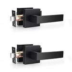 Probrico Matte Black Passage Door Levers Square Hall Closet Door Handles, Heavy Duty Interior Non-Locking Lever Sets, Reversible for Right/Left Handed Door, 2 Pack