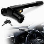 GADLANE Black T-Bar Steering Wheel Lock - Car Lock Anti-Theft Device, Car Steering Lock Suitable Car Security for Car, Van & Caravan with 2 Keys - Strong Car Lock Steering Wheel (Black)