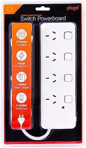 Surge Protectors with 4 Outlet，Power Board with Individual switches, Power Strip with Protected Indicator Light SAA Certified 1 Meter 240V