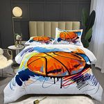 Bodhi 3D Hand Drawn Basketball Sports Comforter Set for Teen Boys,Kids Soft Microfiber Bedding Set with Pillowcases,Full Size,3PCS,1 Comforter Set+2 Pillow Shams #4008