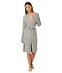 Barefoot Dreams Womens Cozychic Lite Ribbed Robe, Grey, Large-X-Large