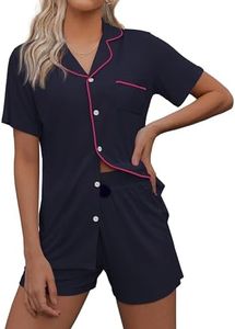Ekouaer Women's Boxer Shortie Pajama Set Loungewear(Navy, Large)
