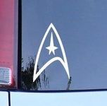 CMI180 Star Trek Federation Logo Vinyl Decal - White Window Sticker