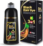 IIIMEIDU Hair Dye Shampoo 3 in 1 for Gray Hair, Herbal Ingredients Shampoo Black Hair Dye for Women Men, Grey Coverage Shampoo 500ml (Black)