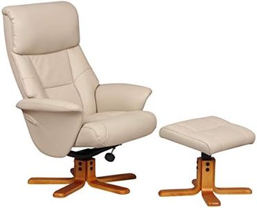 GFA Marseille Faux Leather Swivel Recliner Chair And Footstool In Cafe Latte