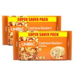 Unibic Cashew Badam Cookies, 500g (Pack of 2) | Nutty Goodness in Every Bite | Your Favourite Teatime Snack | Cholesterol Free | 1 Kg